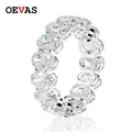 OEVAS 100% 925 Sterling Silver Oval High Carbon Gemstone Engagement Ring Party Cluster Ring Wedding