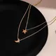 New Simple Romantic Girls Star Moon Necklace Gold Silver Color Clavicle Chain Necklaces for Women