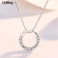 925 Stamp Fashion Silver Color Necklaces Round Crystal Zircon Wedding Pendants&Necklaces Women