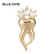 Blucome Rhinestone Crown Tooth Shape Brooch Corsage Dentist Gifts Brooches For Men Women Badges