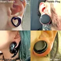 BOG-Pair Black Heart Ear Tunnel Gauge Acrylic Ear Spiral Plugs Ear Taper Stretchers Gauge Expander