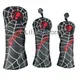 White/Red/Black PU Leather with Spider Embroidery Wood Head Cover Golf Club Driver Fairway Wood FW
