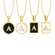 Charms Letter Initial Pendant Necklace Women Stainless Steel Square And Round Alphabet Collar