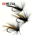 KKWEZVA 18pcs Fishing Lure fly Insects different Style Salmon Flies Trout Single Dry Fly Fishing