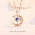 Fashion Light Of Stars And Moon Charm Necklace Delicate Clavicle Stars Rhinestone Chain Necklace For