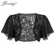 Sexy Bolero Women Black White Lace Elegant Ladies Shrug Short Bell Sleeve Cropped Jacket Shrug For