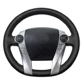 Hand-sewing Black PU Artificial Leather Car Steering Wheel Covers Wrap for Toyota Prius 30 XW30