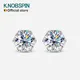 KNOBSPIN 1CT D Color Moissanite Earring S925 Sterling Sliver Plated with 18k White Gold Earrings for