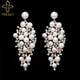 TREAZY Gold Color Bridal Drop Earrings Simulated Pearl Crystal Statement Earrings for Women Wedding