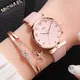 2pcs Set Luxury Women Bracelet Quartz Watches For Women Leather Watch Ladies Sports Dress Wrist