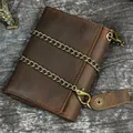 Luufan Men Genuine Leather Short Wallet With Chain Zipper Clutch Wallets Male Short Trifold Purse