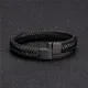 MKENDN Punk Men Leather Bracelet Black Stainless Steel Magnetic Clasp Braided Woven Bangle Pulseras
