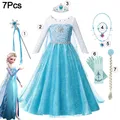 Girls Snow Queen Elsa Kids Costumes For Girl 2024 Carnival Party Prom Gown Robe-Playing Children