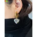 Kshmir 2023 Heart-shaped exaggerated pearl Earrings for women fashion metallic round earrings trendy
