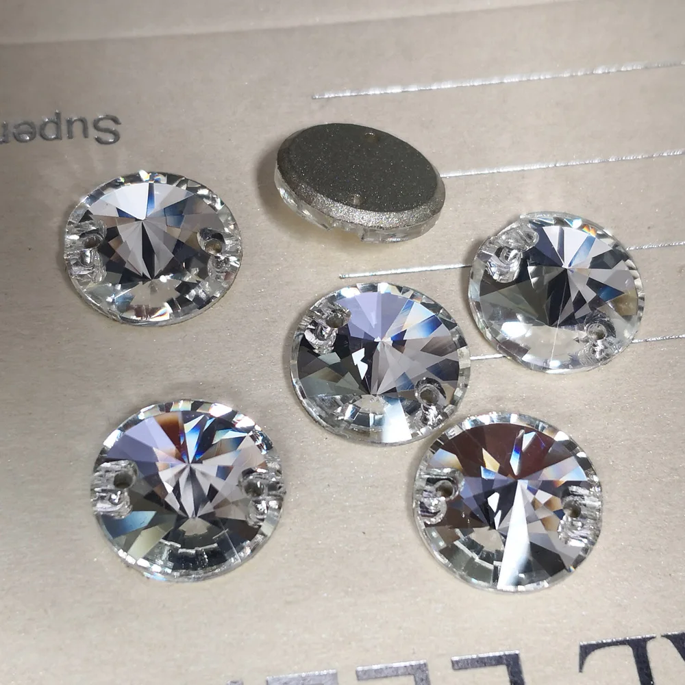Crystal Glass 3200 Rivoli Garment Rhinestones Flat Back 2 Holes Glass Sew On Stones Crystal Strass For Clothes Apparel Crafts