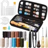 KRABALL Leather Sewing Kit Upholstery Repair Kit with Upholstery Thread Sewing Awl Seam Ripper