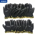 10 Pairs PU Nitrile Safety Coating Nylon Cotton Work Gloves Palm Coated Gloves Mechanic Working
