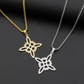 Witchcraft Stainless Steel Pendant Witch Irish Knot Necklace Chain Men Women Gold Color Necklaces