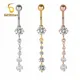 G23 Titanium14G Crystal Navel Ring Bar Dangle Body Piercing Nombril Ombligo Belly Button Rings Men