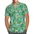 Oversized Streetwear 3D Anime Green Short Sleeve Hawaiian Shirt Men's Beach Summer 5XL Social