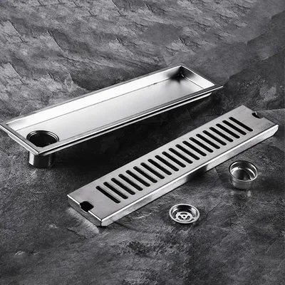 20-100cm Side Outlet Shower Drain Stainless Steel Bathroom Floor Drainage Linear Waste Drain for Kithchen