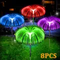 Solar Garden Lights Outdoor Waterproof Fiber Optic Jellyfish Lawn Lights Outdoor Patio Villa Yard