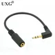 1pcs Gold 3.5mm 3 Pole TRS Right Angled Audio Stereo Male To Female Extension Black Cable 15cm