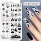 NICOLE DIARY Fire Nail Stamping Plates Flowers Leaves Geometry Lines French Stamp Templates Leaves
