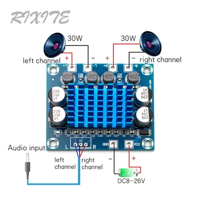 XH-A232 30W+30W Dual Channel Digital Stereo Audio Power Amplifier Board 12V 24V Amplifier Board