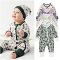 Bamboo Fiber Baby Zippered Romper Printed Baby Boy Girl Clothes Newborn One-piece Bodysuit Baby