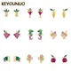 KEYOUNUO Gold Filled Animal Stud Earrings For Women Zircon Women's Fruit Colorful Earring Fashion