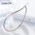 3mm Natural Stone Tourmaline Handwork Necklace for Women Gift Wedding Party Jewelry 925 Sterling