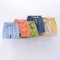 Children Summer Shorts For Boys Kids Casual Beach Shorts Candy Color Cotton Linen Breathable Soft