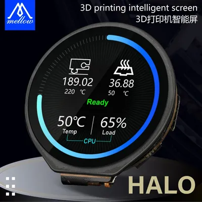 Mellow 1.28-inch FLY-HALO WiFi IPS Smart Circular Touch Screen for 3D Printers with Capacitive Touch and Klipper Compatibility