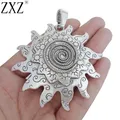 ZXZ 2pcs Tibetan Silver Large Spiral Sun Flower Charms Pendants for Necklace Jewelry Making Findings