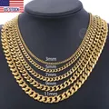 Mens Necklaces Chains Stainless Steel Black Gold Silver Color Necklace for Men Women Curb Cuban
