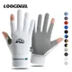 LOOGDEEL Sun Protection Ice Silk Fishing Gloves Women Men Anti-slip Breathable Anti-UV Two Finger