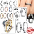 Hot Sale 925 Sterling Silver 14K Gold Moon and Star Ring Set Diamond Heart Ring for Women Fine