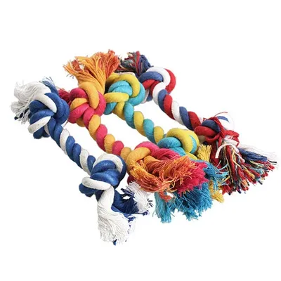 1 pcs Pets dogs pet supplies Pet Dog Puppy Cotton Chew Knot Toy Durable Braided Bone Rope 15CM Funny