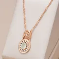 Kinel New Oval Cut Emerald Pendant Necklace Luxury Natural Zircon With 585 Rose Gold Color Flower