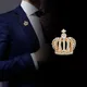 High-end Small Crown Brooch Metal Crystal Lapel Pins and Brooches Simple Corsage Suit Shirt Collar