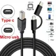 Micro Usb 2.0 + TYPE C Male To USB 2.0 Type-B Male OTG Cable for Phone Printer Scanner Electronic