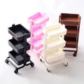 1:12 Dollhouse Trolley Dining Cart With Wheel Storage Shelf Model Kitchen Furniture Accessories For