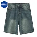 Short en jean bleu vintage pour homme short en jean décontracté streetwear rétro Harajuku Hip