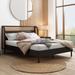 3 Pieces Modern Cannage Rattan Platform Queen Bed and 2 Nightstand