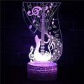 Guitar 3D Night Light 3D Illusion Lamp 16 Color Change Decor Lamp with Remote Control for Living Bed Room Bar Gift Toys - Gifts for Kids and Room DÃ©cor