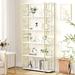 Yartaka 6 Tier White and Gold Bookshelf Free-Standing Storage Shelf with Metal Frame Tall Organizer Unit for Living Room