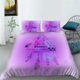 Newly Fashion Dream Catcheer Printed Purple Modern Home Textiles Gift for Girl Woman Bedding Cover Set Twin (68 x86 )