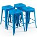 Brage Living Light Blue Bar Stools Set of 4 24â€� Height Metal Barstools Modern Backless Stackable Bar Stools Indoor Outdoor Kitchen Counter Stools Pub Chairs
