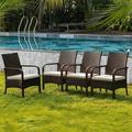 Aile Lithe Wicker Dining Chair Set of 4 with Removable Seat Cushion All-Weather Outdoor Patio Chair with Powder Coated Steel Frame